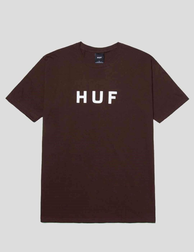 T-shirt HUF essenziali og logo tee cioccolato